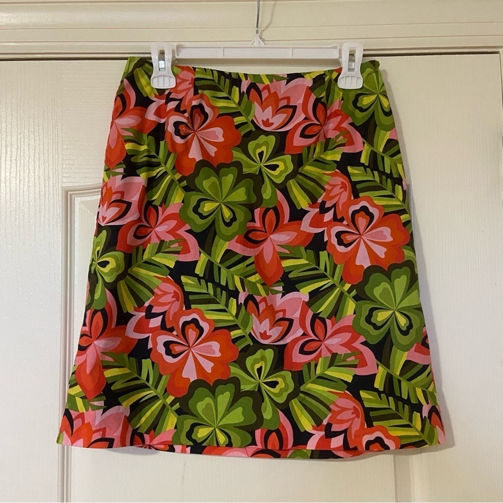 Talbots Floral A-Line Skirt - Green and Red